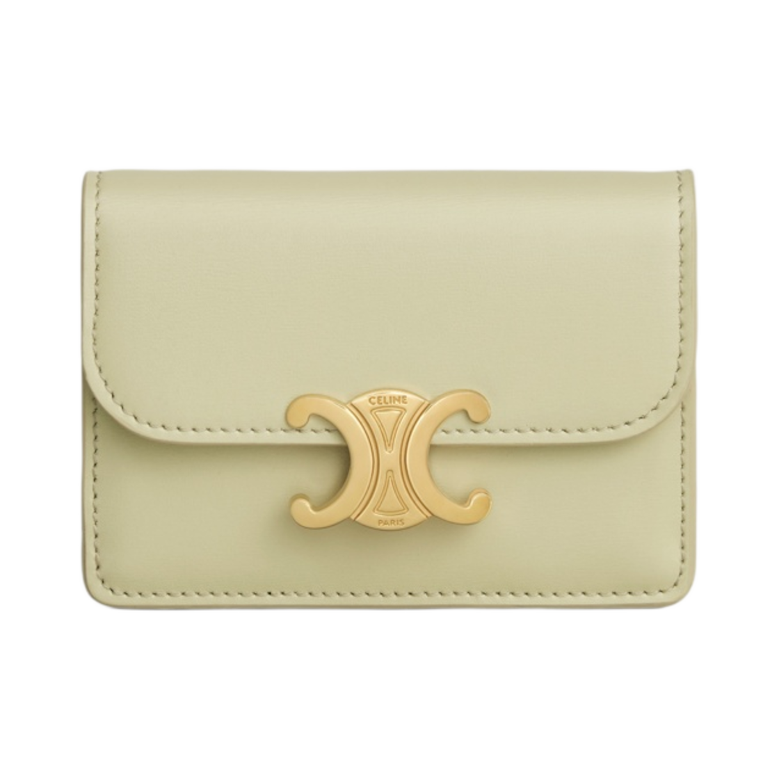 셀린느 카드 홀더 플랩 트리옹프 샤이니 카프스킨 아몬드 그린(Celine Card Holder with Flap Triomphe in Shiny Calfskin Almond Green) - 1