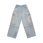 [KREAM 단독] Haleine Carpenter Cargo Dirty Washed Jean Light Blue