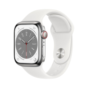 Apple Watch Series 8 41mm Cellular Silver Stainless Steel Case with Sport Band White (Korean Ver.)