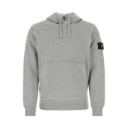Stone Island 64151 Cotton Fleece Hooded Sweatshirt Dust Melange - 24SS