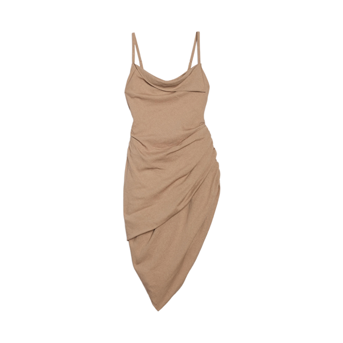 (W) 자크뮈스 라 로브 로브 어시메트릭 드레이프 미니 드레스 베이지((W) Jacquemus La Robe Saudade Asymmetric Draped Mini Dress Beige) - 1