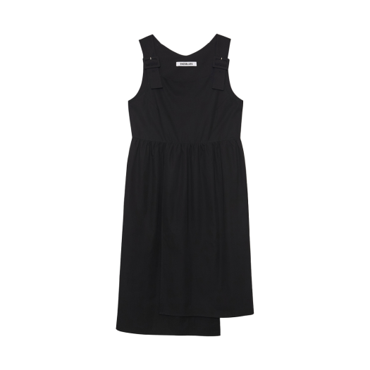 252OCNDRE001 Enzoblues Overlap Cotton Dress Black
