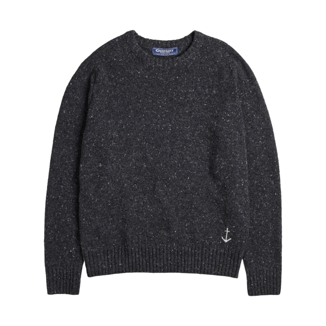- Guernsey Woollens Nep Yarn Essential Wool Crewneck Saddle Sweater Black