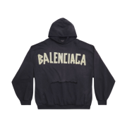 Balenciaga Tape Type Ripped Pocket Oversized Hoodie Faded Black