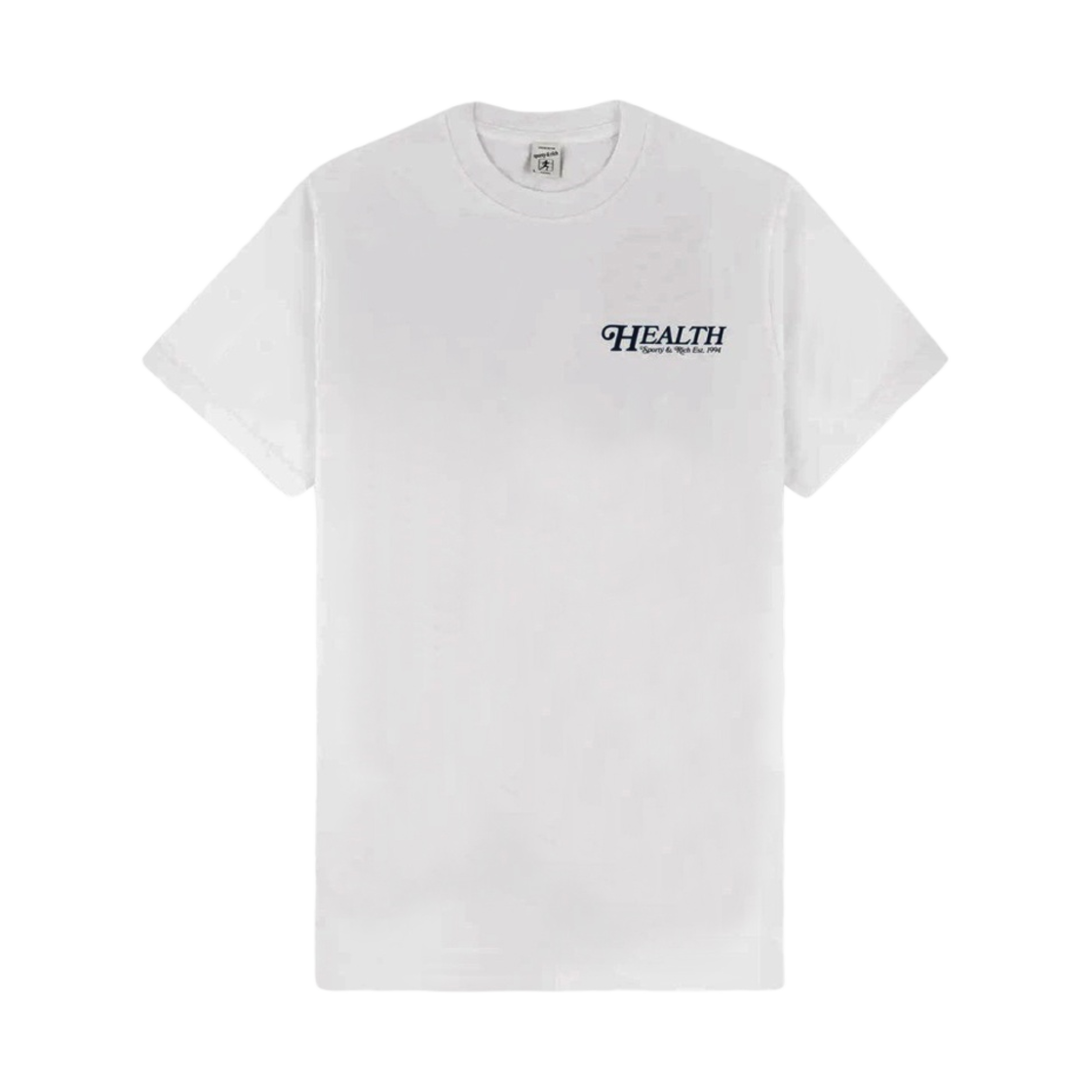 SPORTY &amp; RICH 70S ヘルス Tシャツ Sporty & Rich Men's 70s Health T-Shirt in White/Navy Sporty & Rich