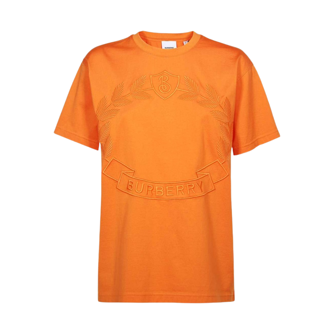 8063467 (W) Burberry Oak Leaf Crest Cotton Oversized T-Shirt Bright Orange