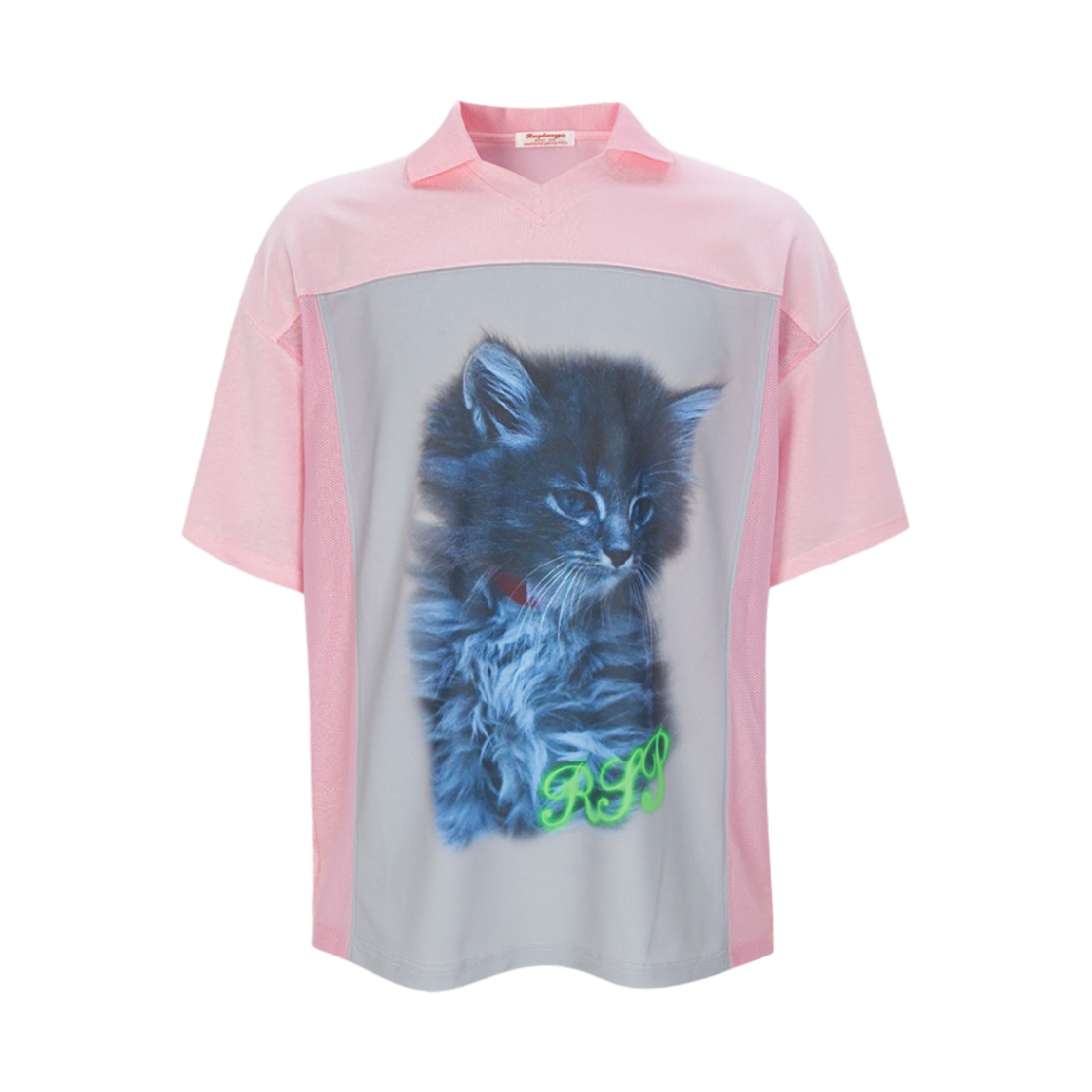 (W) 라즈베리파이 블랙 키티 사커 티셔츠 핑크((W) Raspberrypie Black Kitty Soccer T-Shirt Pink)