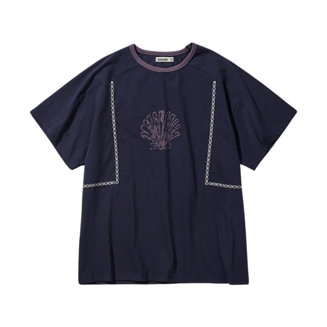 카락터 쉘 링거 하프 티셔츠 네이비