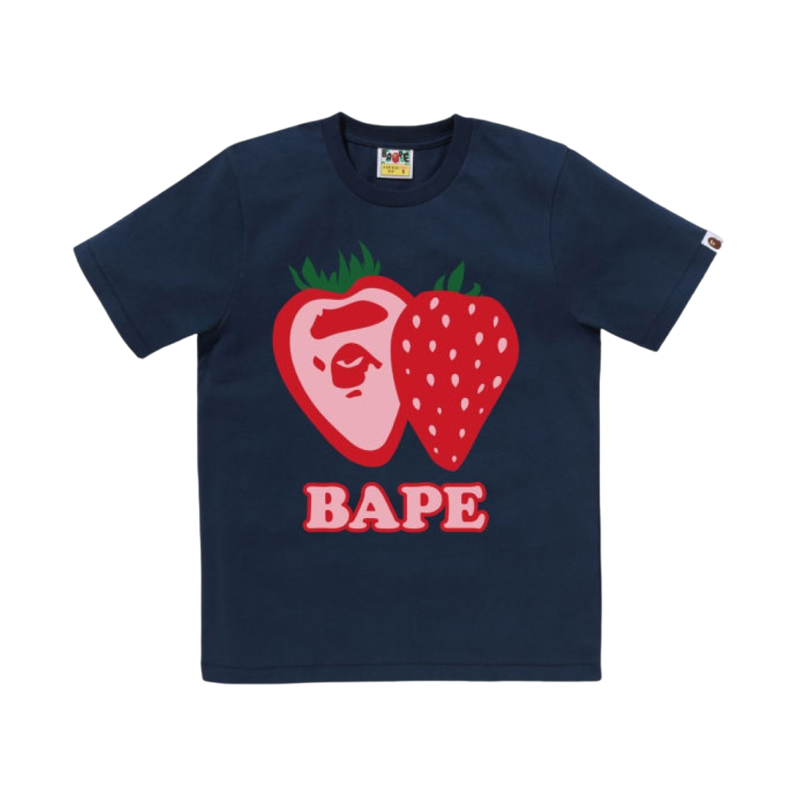 (W) 베이프 스트로베리 티셔츠 네이비 블루((W) BAPE Strawberry T-Shirt Navy Blue) - 1