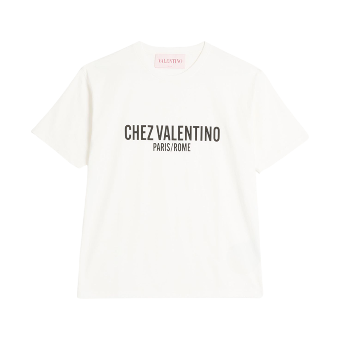 MG16PAPGA03 Valentino Cotton T-Shirt with Chez Valentino Print Ivory - 대표 이미지 #1
