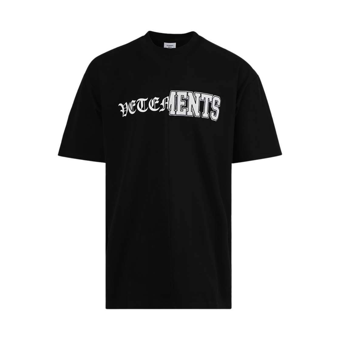 베트멍 버티컬 컷 업 로고 티셔츠 블랙(Vetements Vertical Cut Up Logo T-Shirt Black)