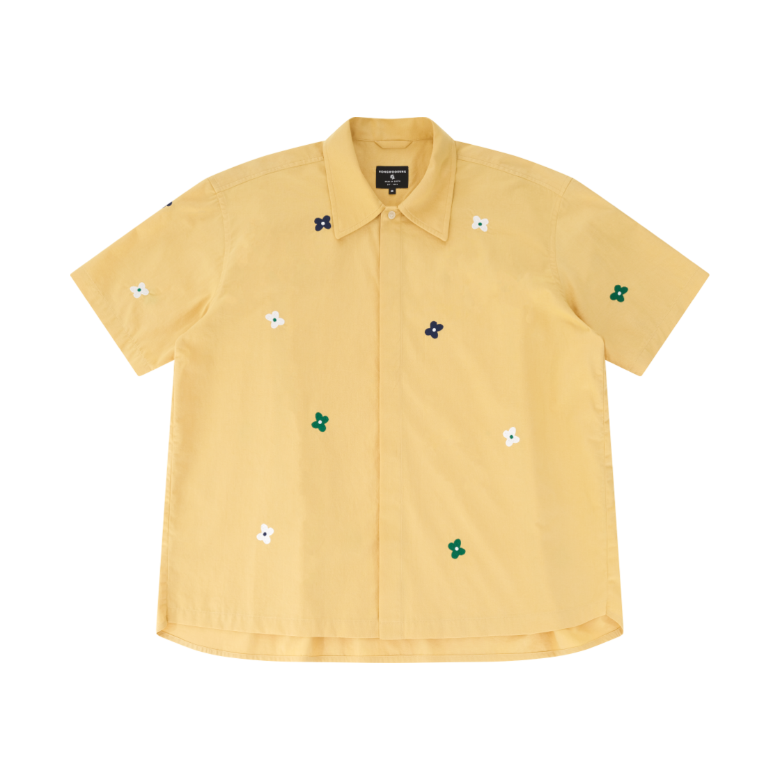 SS25SSH023YW Hongwoosung Embroidery Flower Shirt Yellow