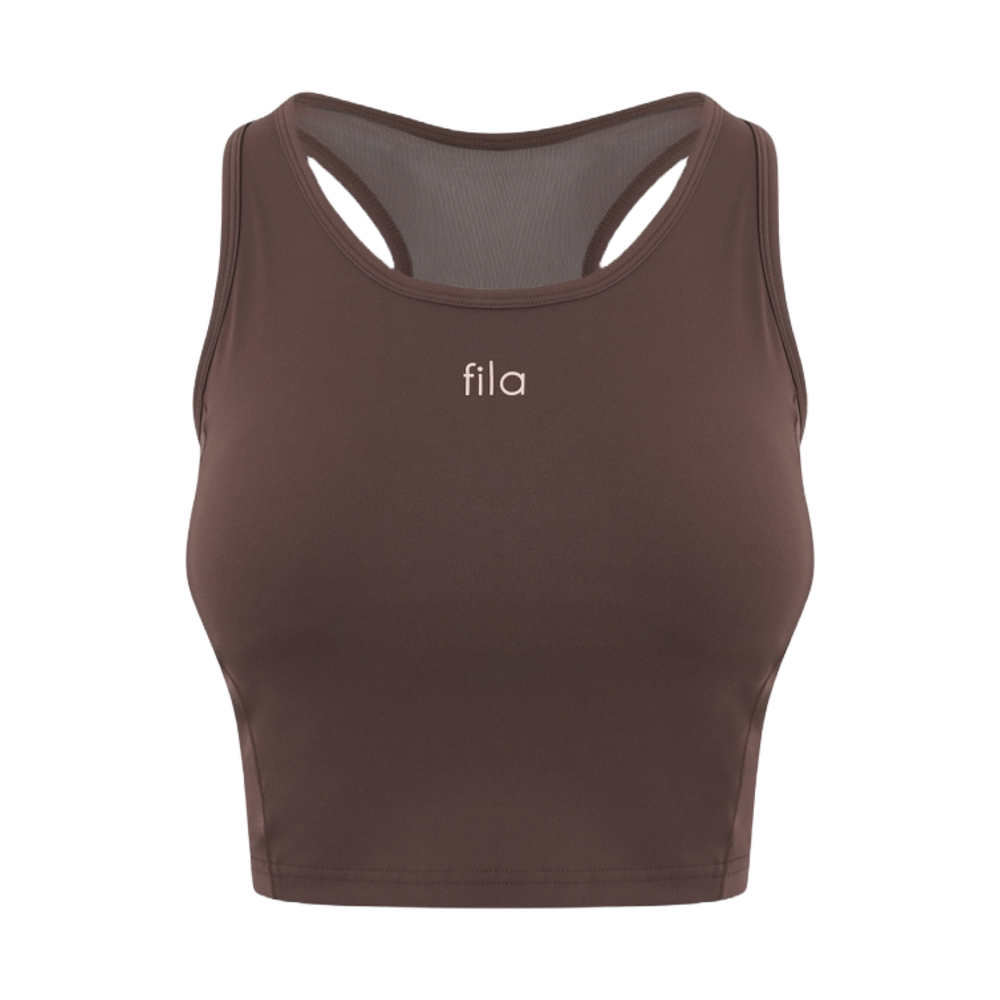 [6% 적립] 휠라 미디엄 서포트 크롭 브라탑 브라운