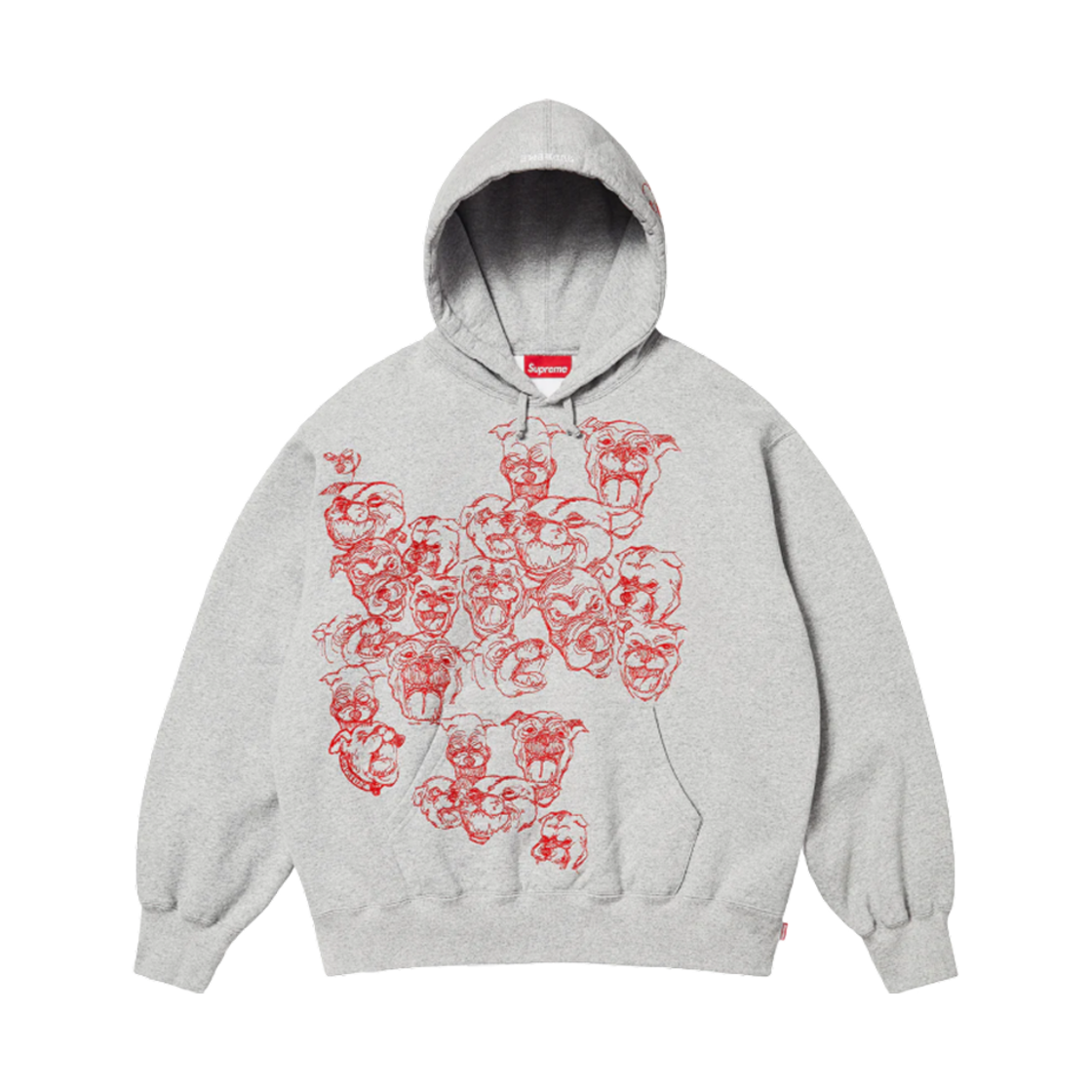 슈프림 핏불스 자수 후드 스웨트셔츠 헤더 그레이 - 25SS