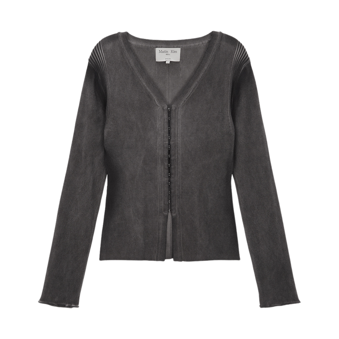 (W) 마뗑킴 빈티지 다잉 훅 가디건 차콜((W) Matin Kim Vintage Dying Hook Cardigan Charcoal)