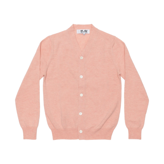 Play Comme des Garcons Small Red Heart On The Sleeves Cardigan Pastel Pink