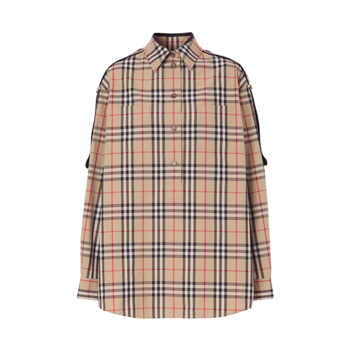 8045135 (W) Burberry Vintage Check Cotton Oversized Shirt Archive Beige