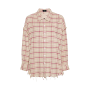 (W) R13 Shredded Seam Drop Neck Shirt Overdyed Ecru Pink