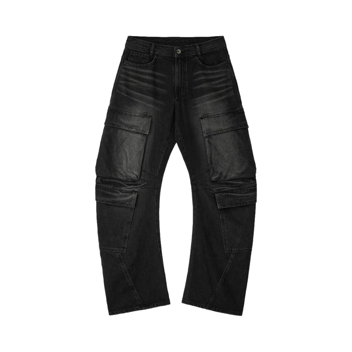 비엘알 커브드 쿼드 카고 워싱 데님 팬츠 블랙(BLR Curved Quad Cargo Washing Denim Pants Black)