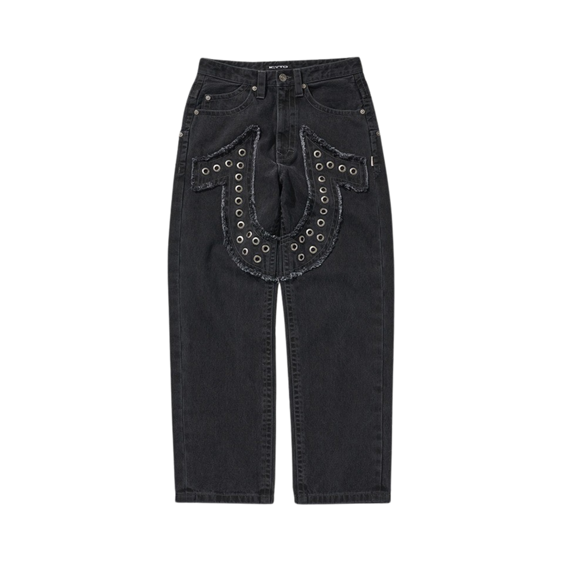 IC242PTR01BK Icyto x True Religion Danger Horse Shoe Denim Pants Black