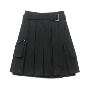 WET TAG Slanted Pocket Belted Pleats Skirt