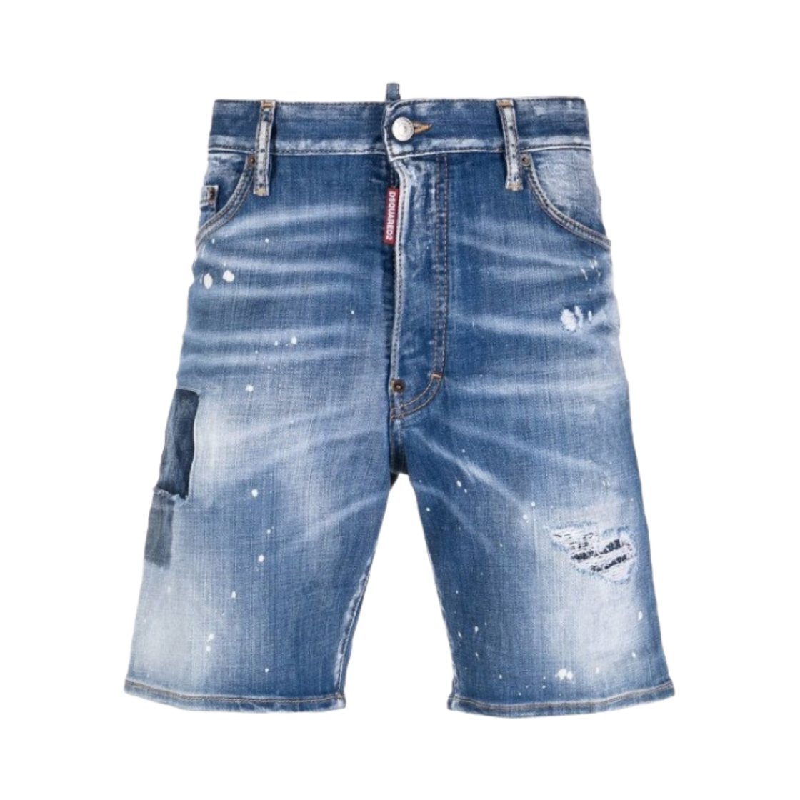 S74MU0775S30342470 Dsquared2 Medium Denim Patches Wash Marine Shorts Blue