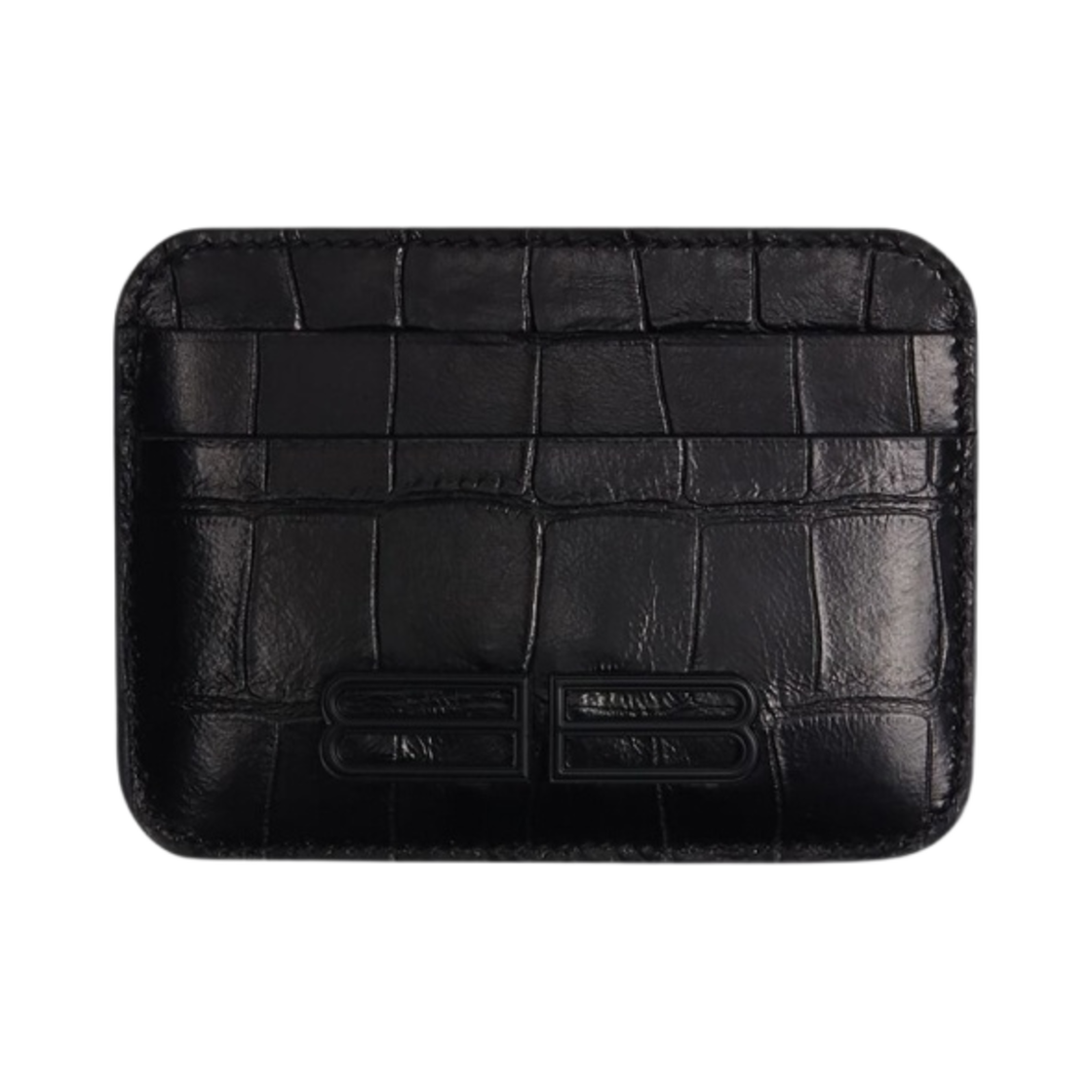 발렌시아가 엑스트라 서플 크로커다일 엠보스 카프스킨 가십 카드 홀더 블랙(Balenciaga Extra Supple Crocodile Embossed Calfskin Gossip Card Holder Black) - 1