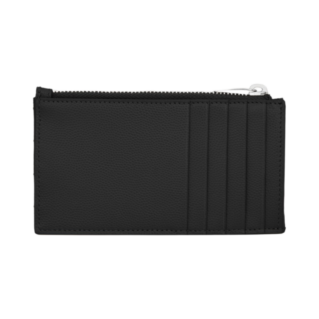 생로랑 그랑 드 뿌드르 엠보스드 레더 실버 모노그램 프라그먼트 지퍼 카드 케이스 블랙(Saint Laurent Silver Monogram Fragments Zipped Card Case in Grain de Poudre Embossed Leather Black) - 2