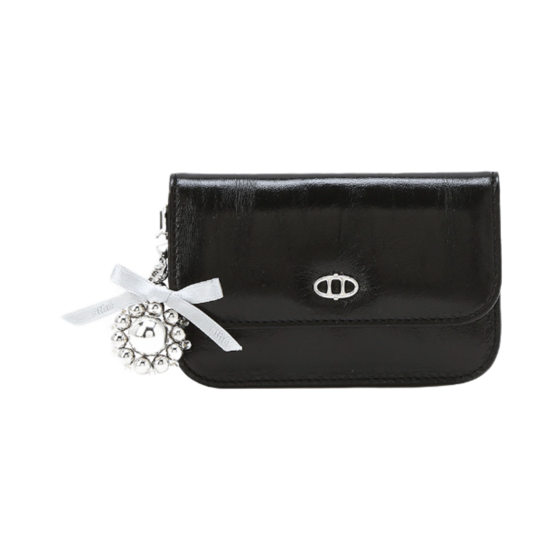 折りたたみ財布 [ATHE VANESSABRUNO] BLACK PETIT DOUBLE A CARD WALLET BK 아떼바네사브루노 램스킨 쁘띠 더블에이 카드지갑 블랙 | Athe