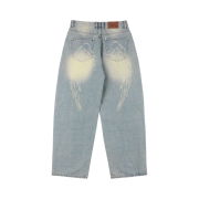 Fancy Club Angel Vintage Washing Pintuck Pants Blue