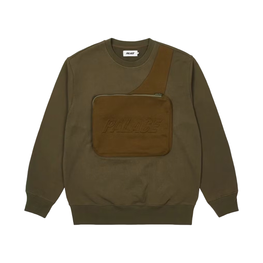 팔라스 백 크루넥 올리브 - 22FW(Palace Bag Crew Olive - 22FW) - 1