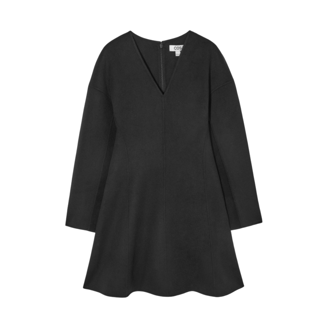 (W) 코스 브이넥 더블 페이스 울 드레스 다크 네이비((W) COS V-Neck Double Face Wool Dress Dark Navy) - 1