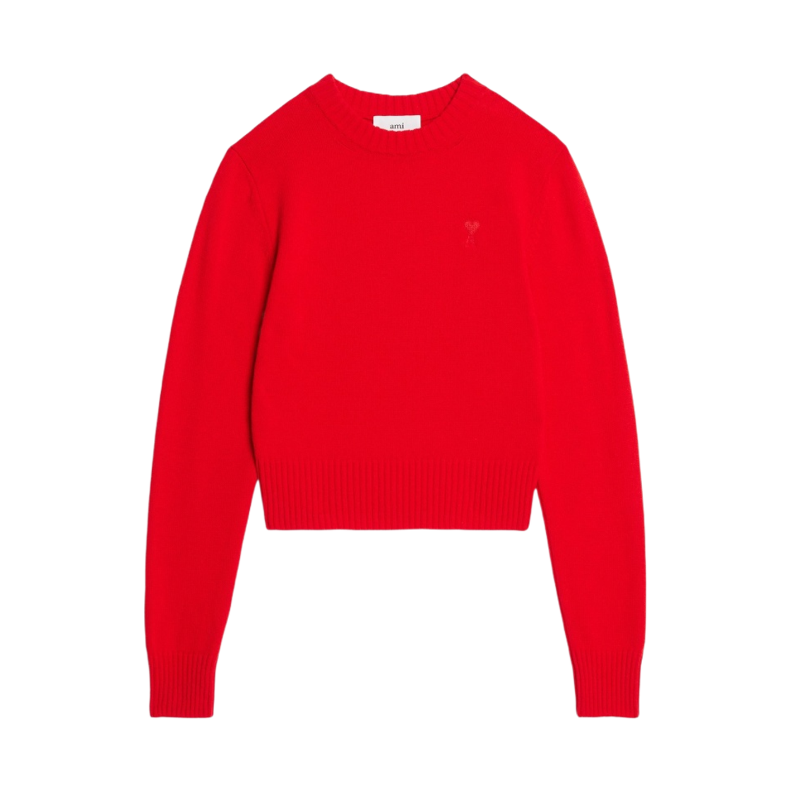 (W) 아미 토날 하트 로고 스웨터 스칼렛 레드((W) AMI Tonal de Coeur Sweater Scarlet Red) - 1