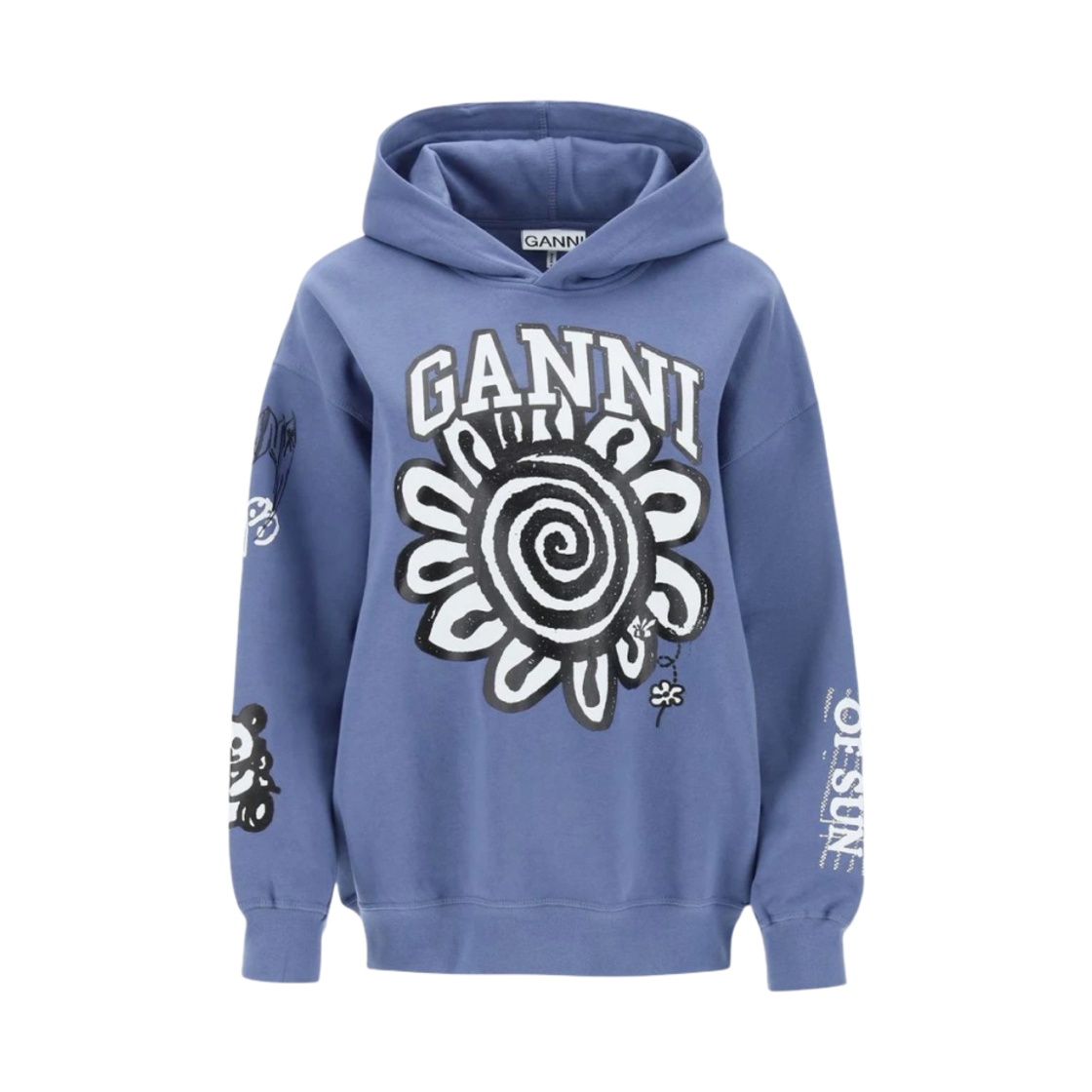 (W) 가니 그래픽 프린트 후디 그레이 블루((W) Ganni Graphic Prints Hoodie Grey Blue) - 1