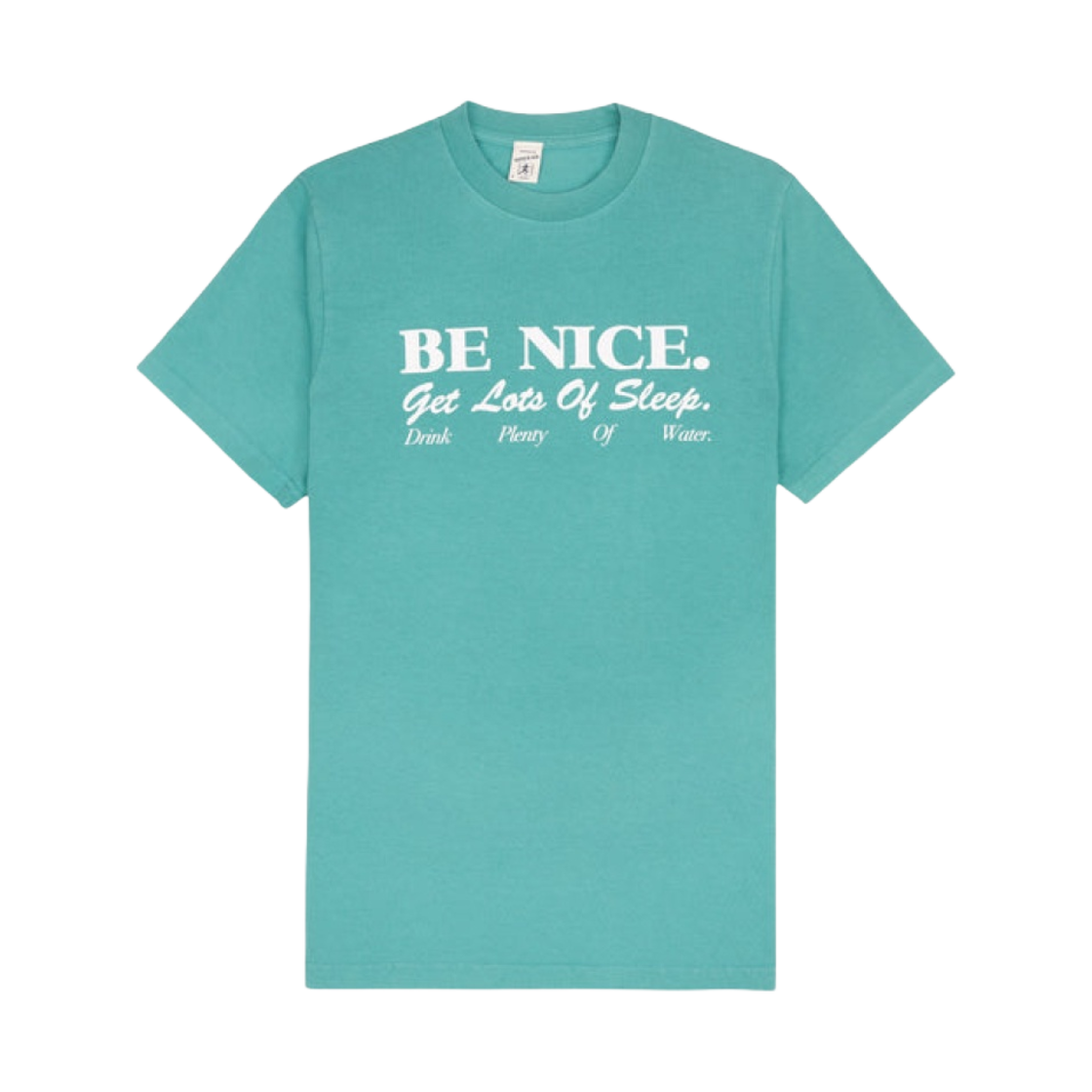 TS858FT Sporty & Rich Be Nice T-Shirt Faded Teal White