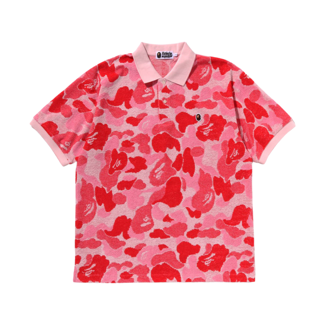 - BAPE ABC Camo Pile Jacquard Relaxed Fit Polo Shirt Pink