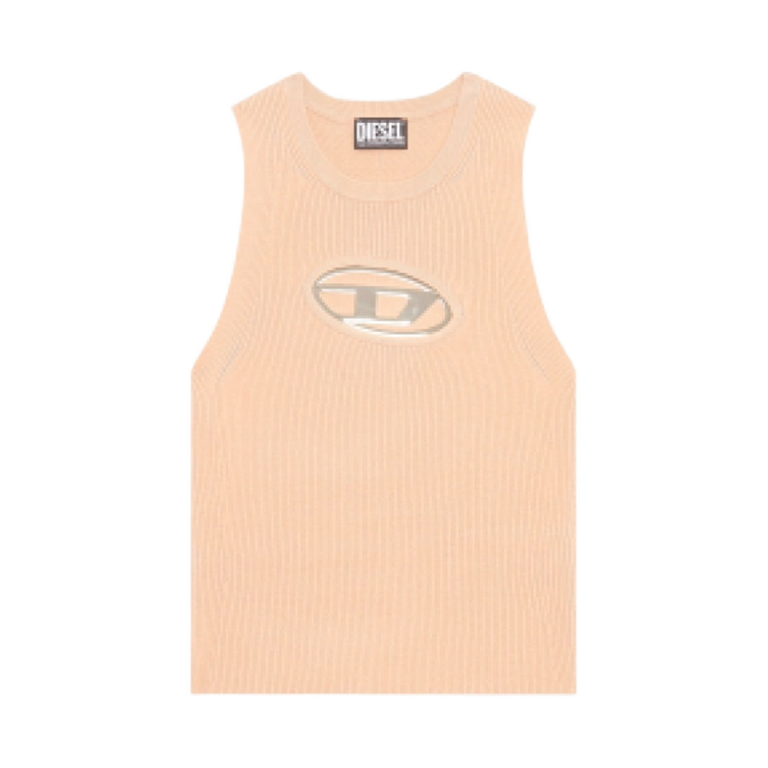 (W) 디젤 M-오네르바-탑 로고 플라크 컷아웃 니트 탑 핑크((W) Diesel M-Onerva-Top Cut-Out Knit Top with Logo Plaque Pink)