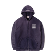 QT8 GARMENTS Slogan Washed Zip-up hoodie Navy