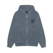 Stussy Rasta Lion Pigment Dyed Zip Hoodie Navy