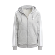 (W) Adidas Essentials 3S Full-Zip Fleece Hoodie Medium Grey Heather White - US Sizing