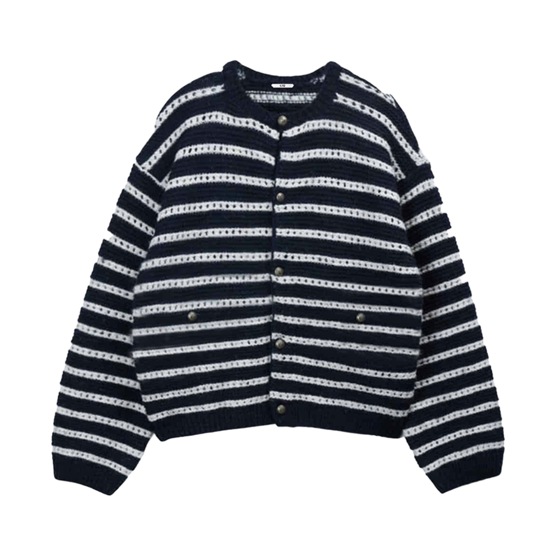 [KREAM 단독 리오더] 에스티유 라운드 넥 스트라이프 가디건 네이비([KREAM 단독 리오더] STU Round Neck Stripe Cardigan Navy)