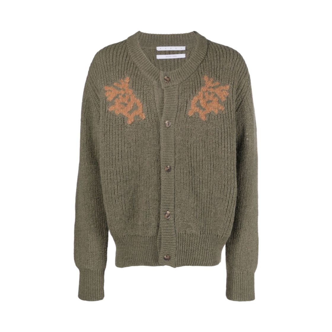 AMFW23CA01274754 Ranra Dansa Intarsia Knit Cardigan Moss Green