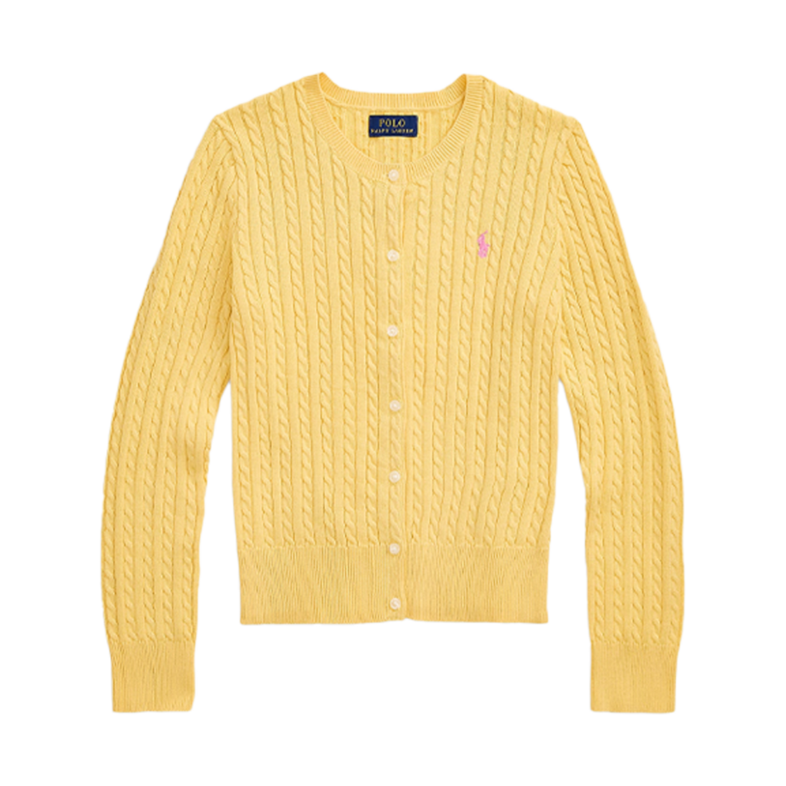 KW5CKNCRL58YL [30% 적립] Polo Ralph Lauren Children Mini Cable Cotton Cardigan Banana Peel Laguna Beach Pink - 25FW - 대표 이미지 #1