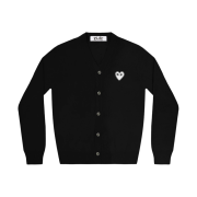 Play Comme des Garcons White Heart Knit Cardigan Black