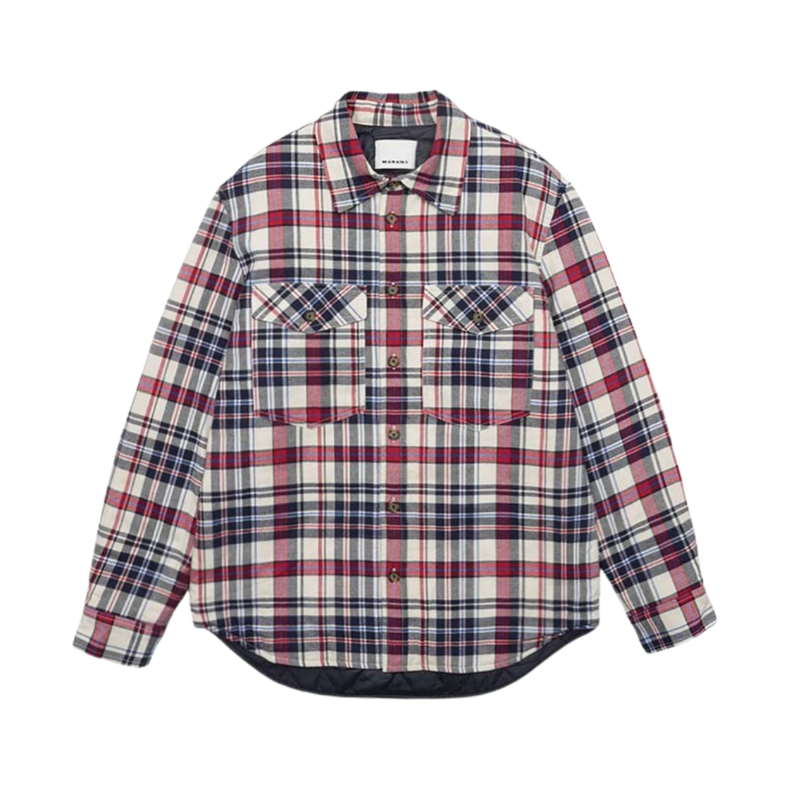 VE0072HA-A1I34H-BURD Isabel Marant Marayan Flannel Checked Overshirt Blue Red - 23SS