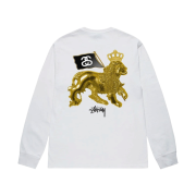 Stussy Gold Lion LS T-Shirt White