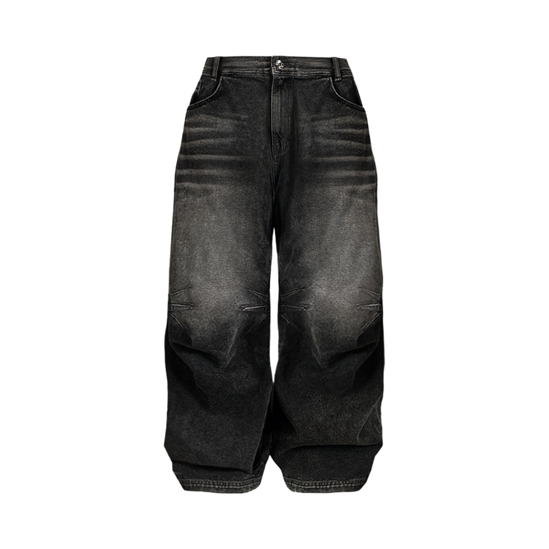 [KREAM 단독] 비엘알 더블 트라이던트 워싱 와이드 데님 팬츠 블랙([KREAM 단독] BLR Double Trident Washing Wide Denim Pants Black)