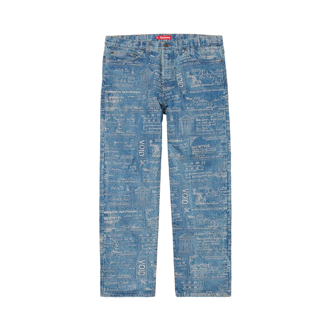 슈프림 체크 자수 진 블루 - 20SS