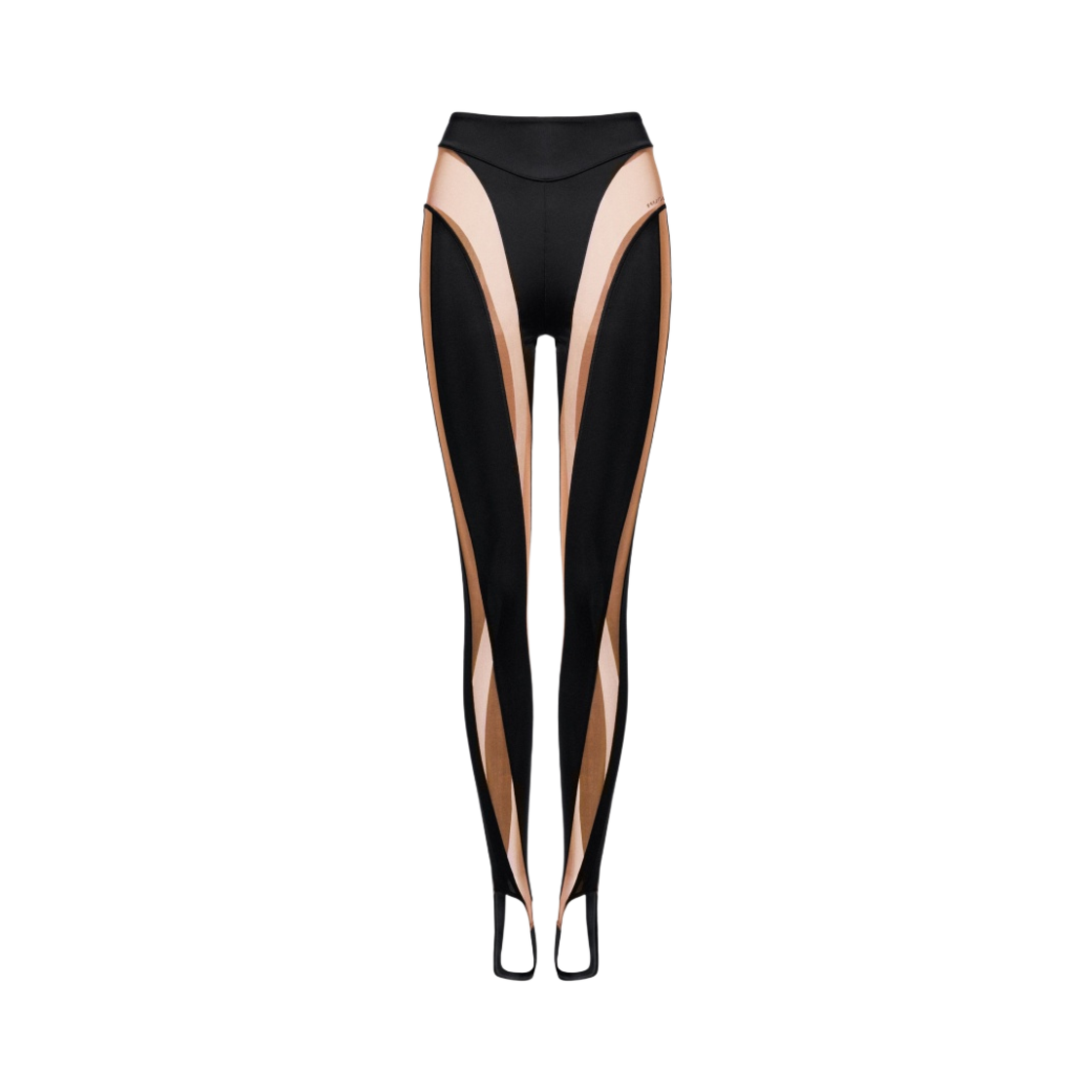 (W) 에이치앤엠 x 뮈글러 메쉬 패널 스터럽 레깅스 베이지 컬러 블록((W) H&M x Mugler Mesh Panel Stirrup Leggings Beige Color Block)