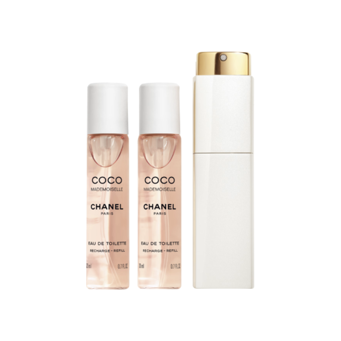 샤넬 코코 마드모아젤 오 드 뚜왈렛 트위스트 앤 스프레이 리필어블 보틀 3 x 20ml(Chanel Coco Mademoiselle Eau De Toilette Twist and Spray Refillable Bottle 3 x 20ml)